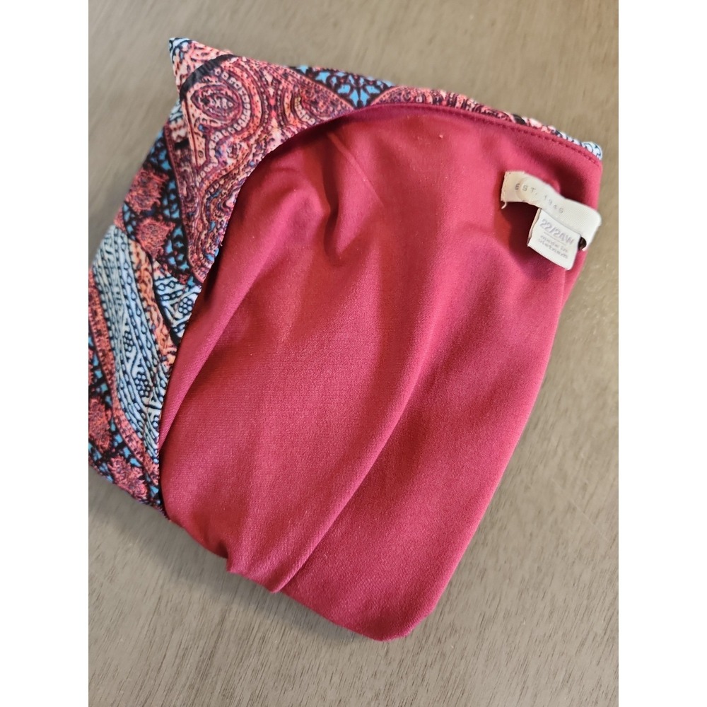 Plus Size Boho Chic Patterned Poncho Top 22/24W Burgundy Geometric Flowy Free - Picture 16 of 16